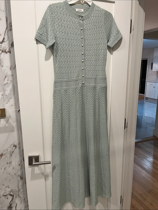 Sandro Dresses & Skirts - Sandro Pale Mint Knit Button-Front Maxi Dress